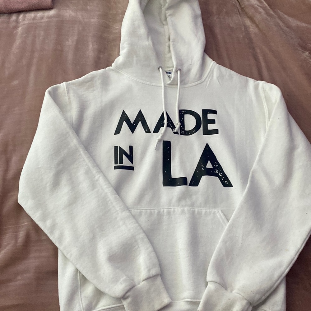 white made in LA hoodie